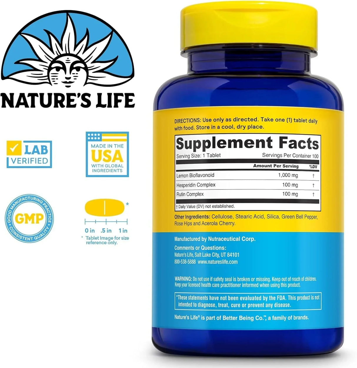 Nature's Life Bioflavonoids 1000mg, 100 Tablets