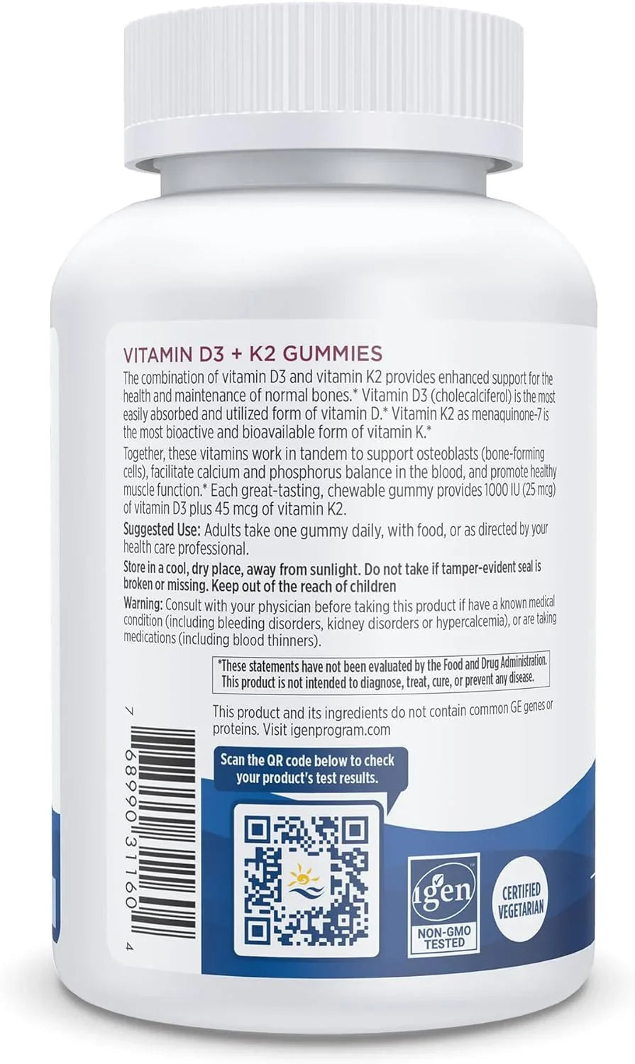 Nordic Naturals Vitamin D3+K2 Gummies, Pomegranate - 60 gummies