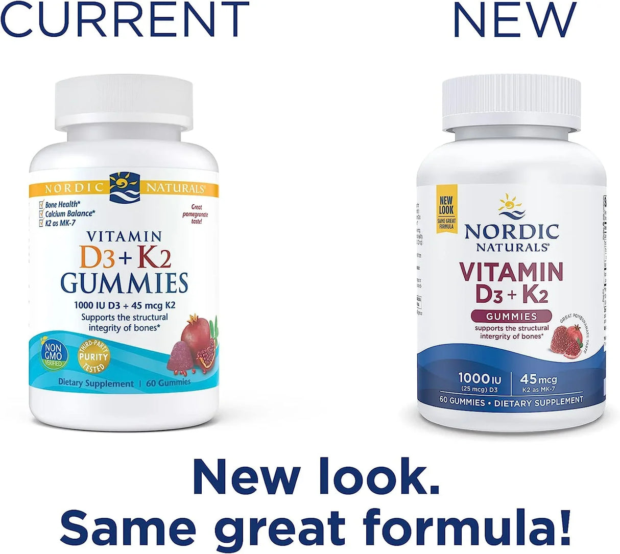 Nordic Naturals Vitamin D3+K2 Gummies, Pomegranate - 60 gummies