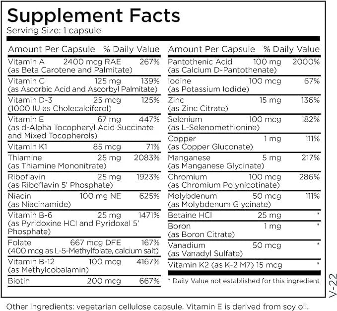 Metabolic Maintenance The Big One (without Iron), 100 Capsules