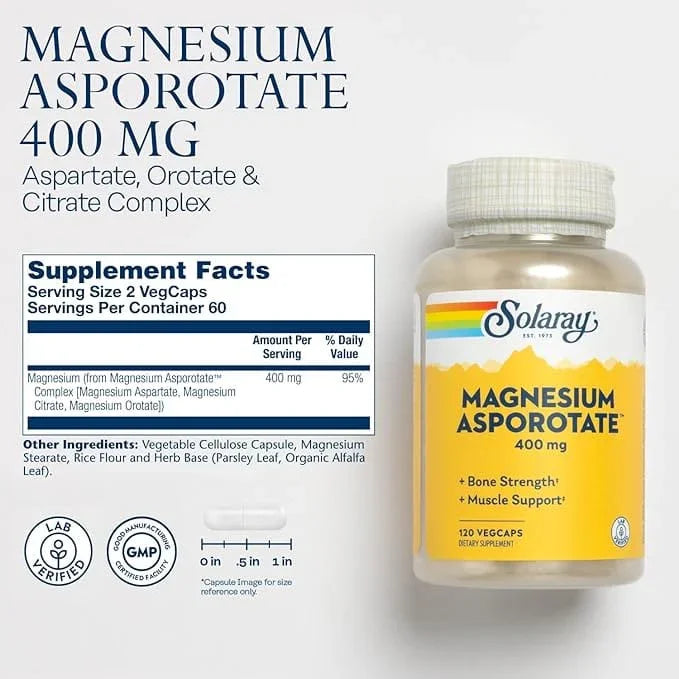 Solaray Magnesium Asporotate - 120 Veggie Caps
