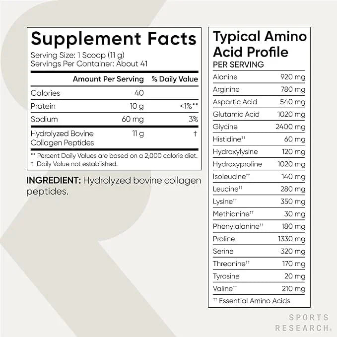 Sports Research Collagen Peptides Unflavoured, 454g