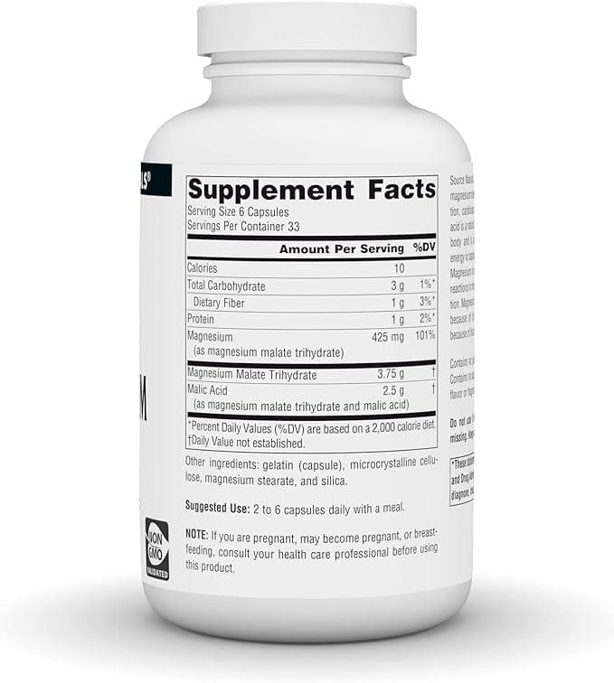 Source Naturals Magnesium Malate, 200 Capsules