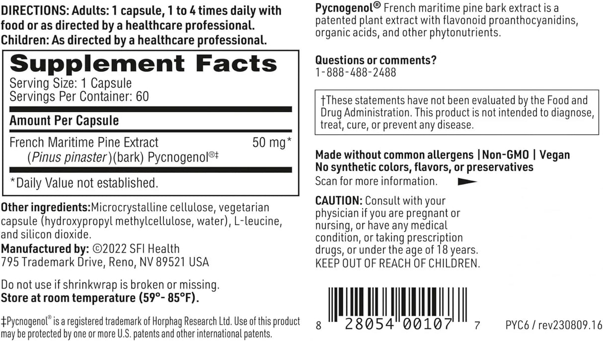 Klaire Labs Pycnogenol 50mg, 60 Capsules