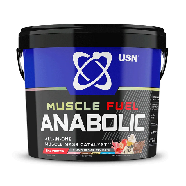 USN Muscle Fuel Anabolic Variety Pack 4kg Cookies and Cream/Choc/Strawb/Vanilla