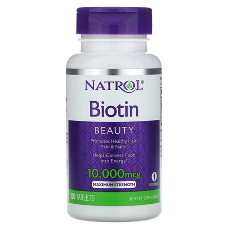 Biotin, Maximum Strength 10,000mcg, 100 Tablets - Natrol - welzo