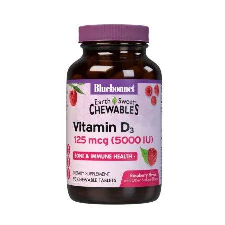 Bluebonnet Earthsweet Chewables Vitamin D3 90 Raspberry Tablets