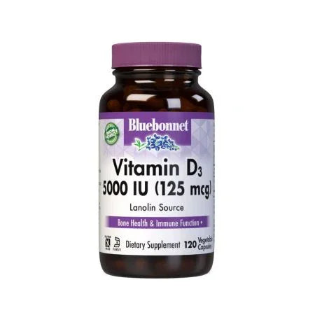 Bluebonnet Vitamin D3 5,000iu 120 Vegetable Capsule