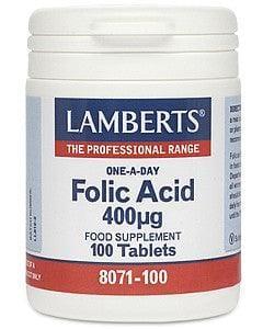 Folic Acid 400 µg, 100 Tabs - Lamberts - welzo