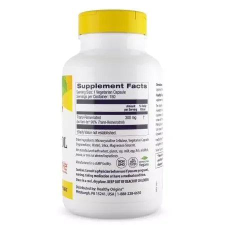 Healthy Origins Resveratrol 300mg Veggie Capsules