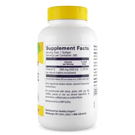 Healthy Origins Vitamin E 400iu Softgels