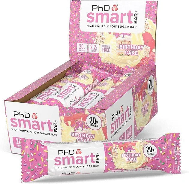 PhD Smart Bar, Birthday Cake - 12 x 64g