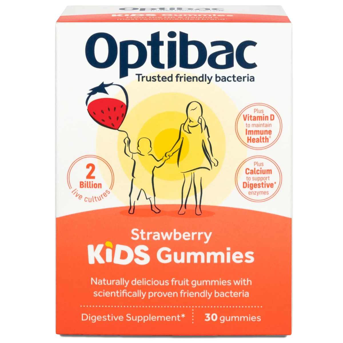 OptiBac Kids Probiotics + Immune Support, 30 Strawberry Gummies
