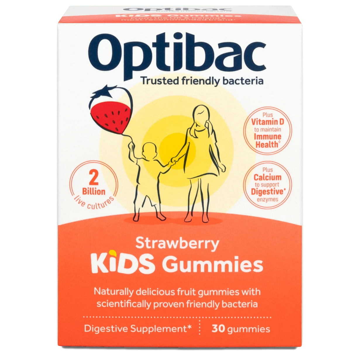 Kids Probiotics + Immune Support, 30 strawberry gummies - OptiBac - welzo
