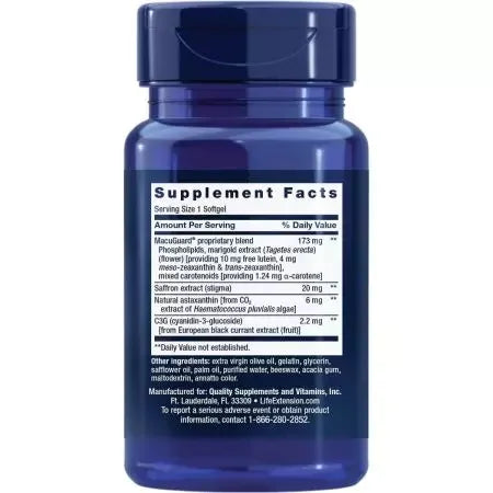 Life Extension Macuguard Ocular Support With Saffron & Astaxanthin 60 Softgels