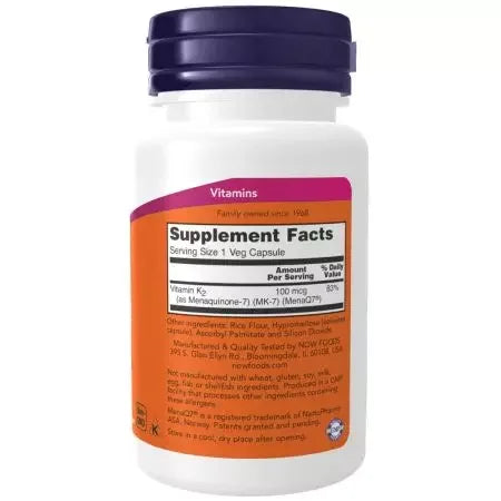 Now Foods MK7 Vitamin K2 100 mcg Veg Capsules