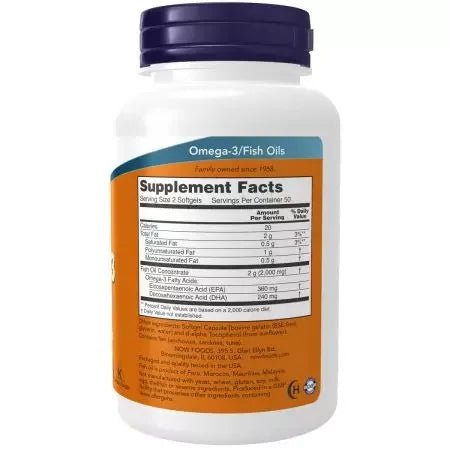 Now Foods Omega3 Fish Oil Molecularly Distilled Softgels