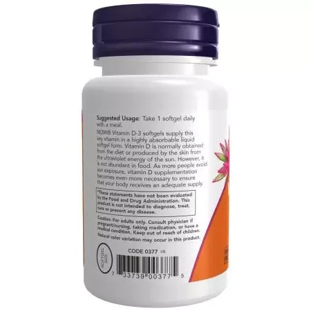 Now Foods Vitamin D3 2,000 IU Softgels