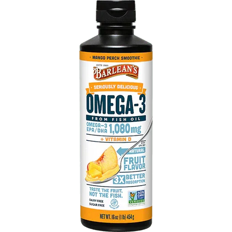 Omega-3 from Fish Oil, Mango Peach Smoothie, 1,080 mg, 16 oz (454 g) - welzo