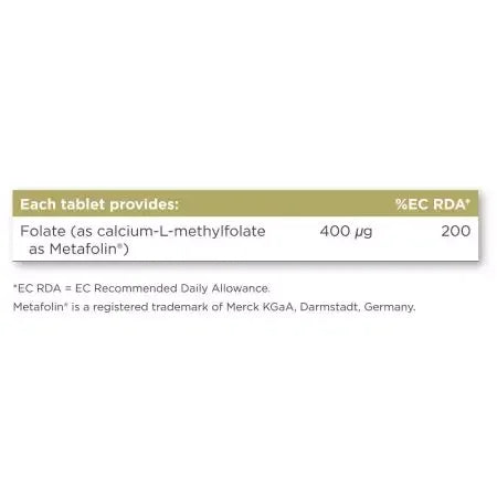 Solgar Folate (as Metafolin) 400 ug Tablets Pack