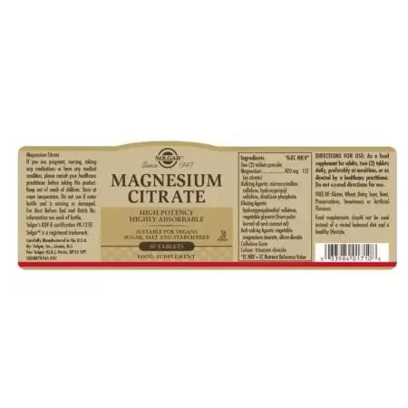 Solgar Magnesium Citrate Tablets Pack