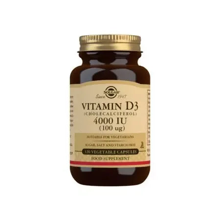 Solgar Vitamin D3 (Cholecalciferol) 4000 IU (100 ug) Vegetable Capsules Pack