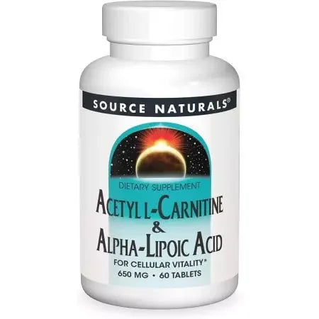 Source Naturals Acetyl LCarnitine & AlphaLipoic Acid 650mg 60 Tablets