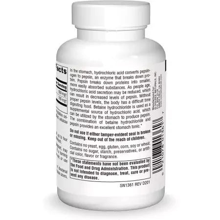 Source Naturals Betaine HCI 650mg 90 Tablets