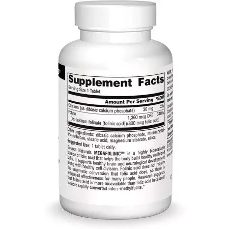 Source Naturals MegaFolinic (Folic Acid) 800mcg 60 Tablets