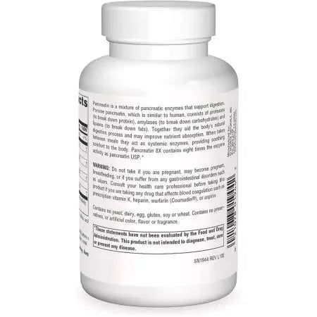 Source Naturals Pancreatin 8X 500mg 100 Capsules