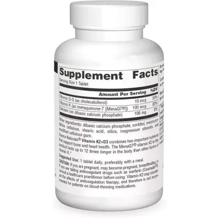 Source Naturals Vitamin K2 + D3 100mcg 30 Tablets