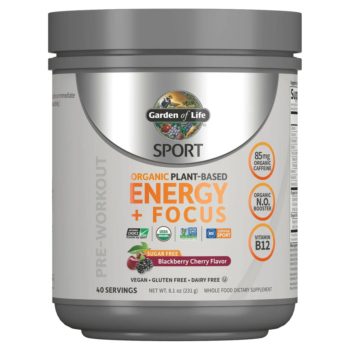 Sport Organic Plant-Based Berry Pre-Workout Energy, 231g Garden of Life - welzo