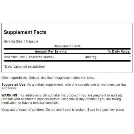 Swanson Full Spectrum Wild Yam 400mg 60 Capsules