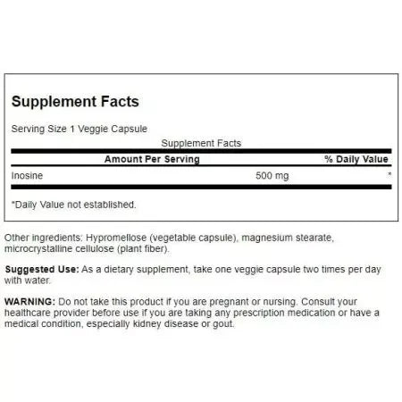 Swanson Inosine 500 mg 60 Veg Capsules
