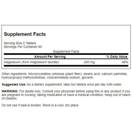 Swanson Magnesium Taurate 100mg 120 Tablets