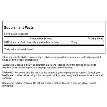 Swanson NADH 20mg 30 Peppermint Lozenges