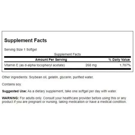 Swanson Natural Vitamin E Natural 400iu (268 mg) 100 Softgels