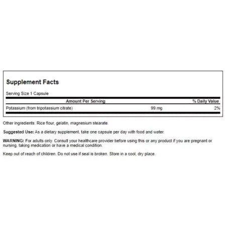 Swanson Potassium Citrate 99mg 120 Capsules