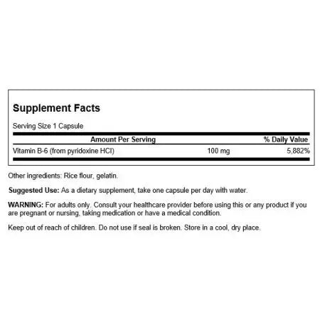 Swanson Vitamin B6 Pyridoxine 100mg Capsules