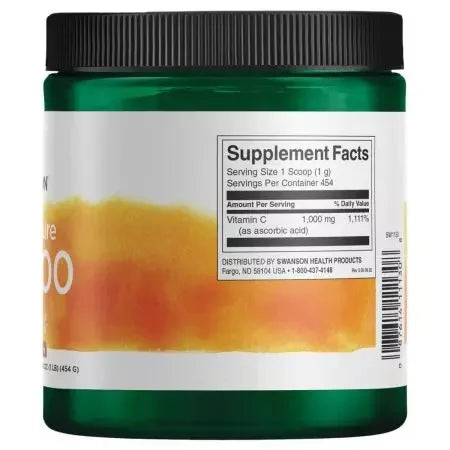 Swanson Vitamin C Powder 100% Pure 1,000 mg 16 oz Powder