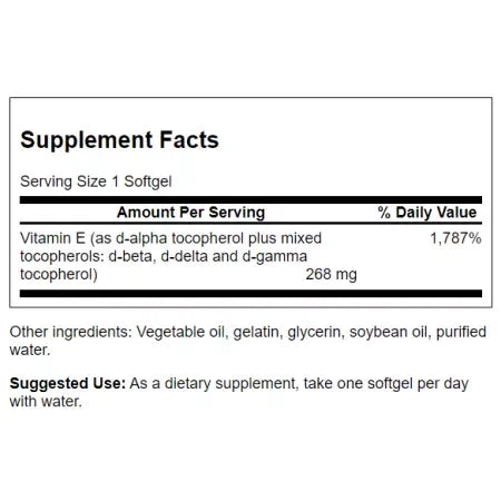 Swanson Vitamin E Mixed Tocopherols 400iu Softgels