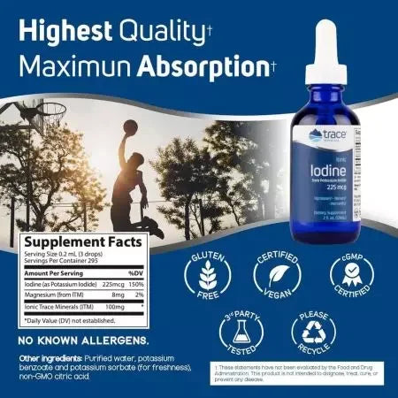 Trace Minerals Ionic Iodine from Potassium Iodide 225mcg 2 fl oz (59 ml)