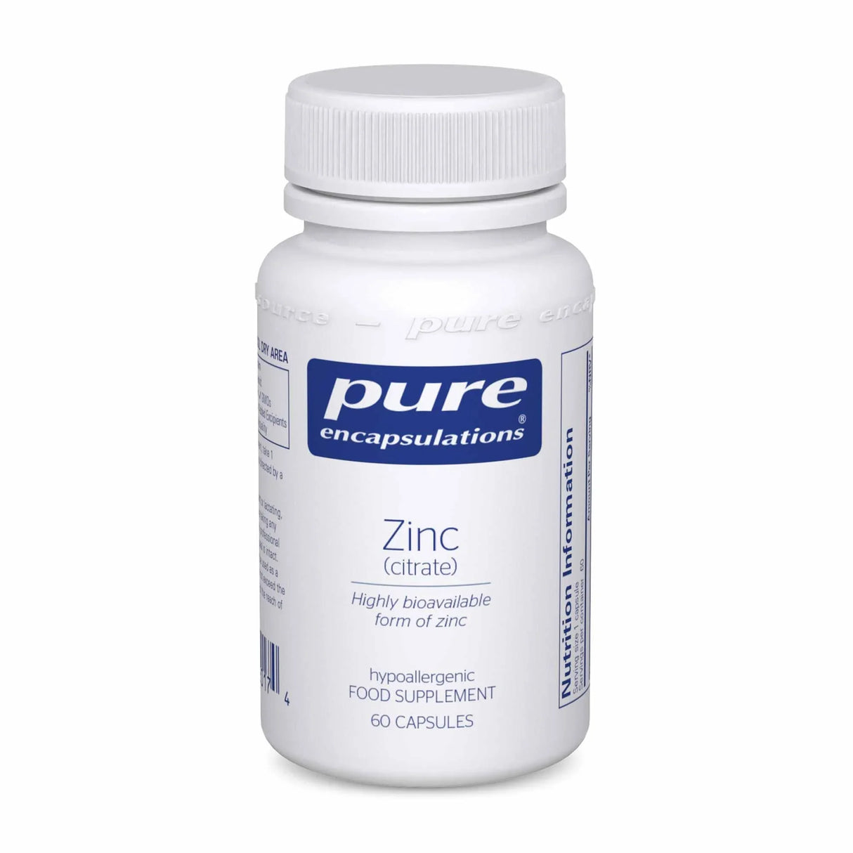 Zinc (citrate)- 60 vcaps - Pure Encapsulations - welzo