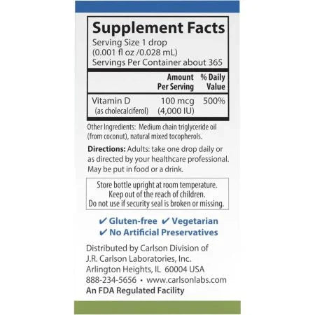 Carlson Labs Super Daily D3 365 Drops 10.3ml