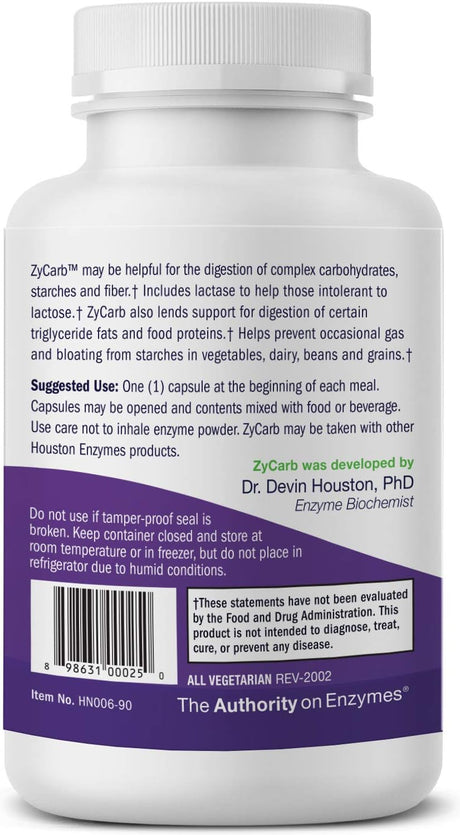 Houston Enzymes ZyCarb, Multi-Enzyme, 90 Capsules