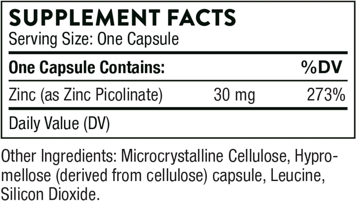 Thorne Zinc Picolinate 30mg 60 Veggie Caps