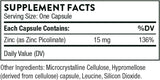 Thorne Zinc Picolinate (Hypoallergenic) 15mg - 60 Veg Caps