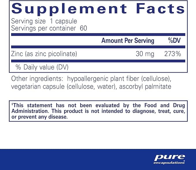 Pure Encapsulations Zinc 30 - 60 vcaps