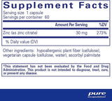 Pure Encapsulations - Zinc (citrate), 60 vcaps