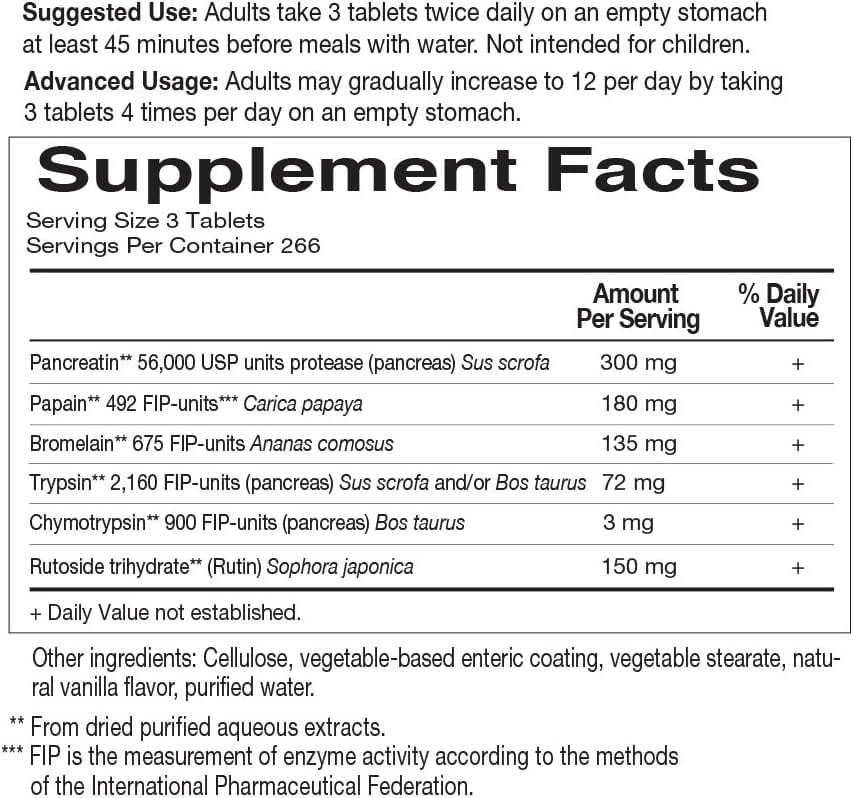 Garden of Life Wobenzym N, 800 Enteric-Coated Tablets